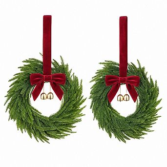 2-Pack Mini Christmas Wreaths Artificial Holiday Decor for Indoor Home Use