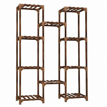 10 tier Solid Wood Plant Stand Indoor Outdoor Multiple Shelf Storage Rack