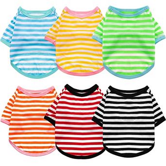 6 Pack Striped Dog Shirts