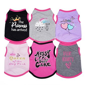 6 Pack Printed Dog Shirts