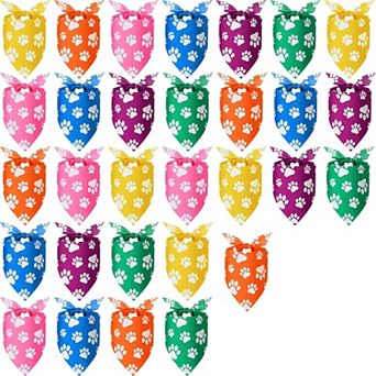30 Pack Paw Print Dog Bandanas