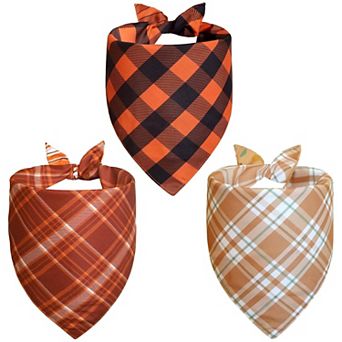 3 Pack Small Plaid Dog Bandanas