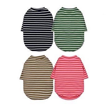 4 Pack Striped Dog Shirts