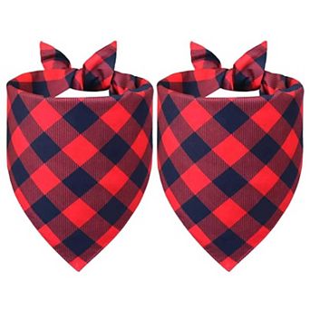 2 Pack Plaid Pet Bandanas