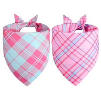 2 Pack Plaid Dog Bandanas