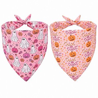 2 Pack Large Halloween Pet Bandanas
