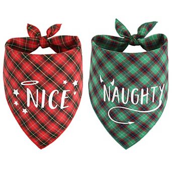 2 Pack Naughty Nice Dog Bandanas
