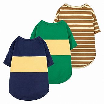 3 Pack Striped Dog Shirts