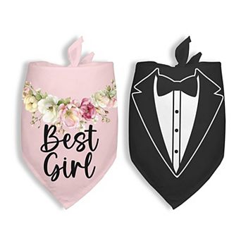 2 Pack Wedding Dog Bandanas