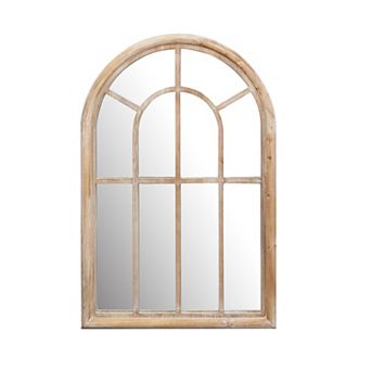 Oldslab 26x36 in Farmhouse Arched Window Pane Wall Mirror, Large Vintage Decorative Wooden Mirro