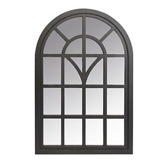 Oldslab Arched Window Wall Mirror, Black Decorative Mirror with Window Pane, Farmhouse Accent Mirror