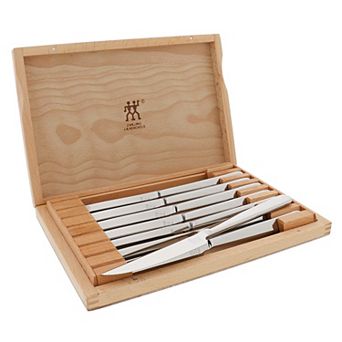 ZWILLING Contemporary 8 pc Steak Knife Set, Oval handle Stainless Steel 12" x 10" case