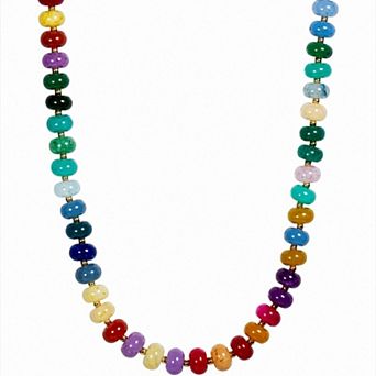 Belinda Jewelz 6mm Multicolor Beaded Stone Necklace with Gold-Tone Accents