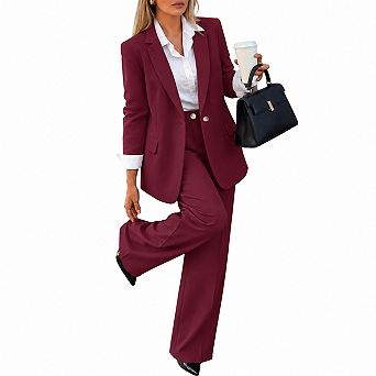 Womens 2 pc Business Casual Work Blazer Pants Suit Set
