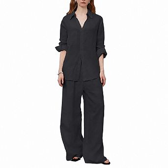 Womens 2 pc Linen Blend Casual Lounge Vacation Outfits