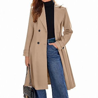 Womens Oversized Double Breasted Long Trench Coat Winter Fall Outerwear