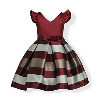MyKids-USA® Baby Girl Striped Pattern V-Neck Western Style Formal Dress
