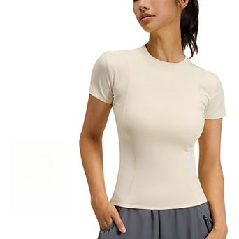 Women's Quick Dry Crew Neck Short Sleeve Fitted Workout T-Shirt