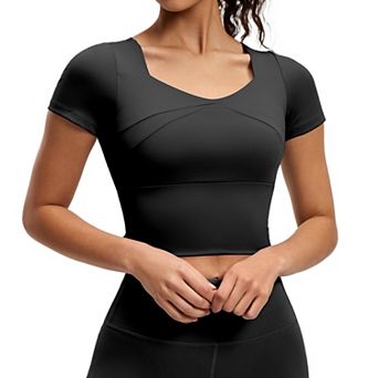 Women's Square Neck Seamless Short Sleeve Crop Tank Top