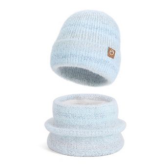 2 Sets Women's Fair Isle Stripe Knit Winter Beanie Hat & Scarf Set