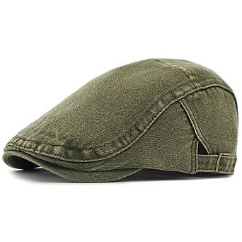 Newsboy Cap for Men Adjustable Flat Ivy Gatsby Cabbie Driving Hat Breathable Denim Cotton Golf Cap
