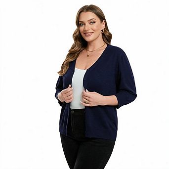 Plus size Women V-Neck Knit Cardigan Casual Fall Lightweight Sweater for Women