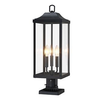 23.75 in 3-Light Dusk-to-Dawn Outdoor Post Light with Clear Glass, Pier Mount Base Included
