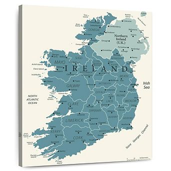Ireland Blue Map Wall Art