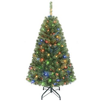 Pre‑Lit Artificial Christmas Tree, Hinged Xmas Tree with Branch Tips and LED Lights