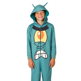 Boys 2-16 OppoSuits SpongeBob SquarePants' Plankton Hooded Union Suit