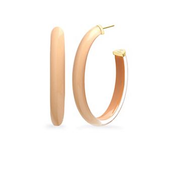 Gold & Honey 14K Gold Plated Oval Illusion Acrylic Lucite Hoop Earrings
