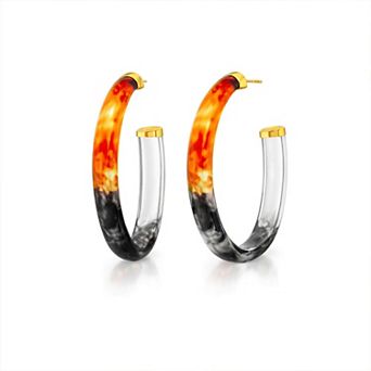 Gold & Honey 14K Gold Plated Oval Illusion Acrylic Lucite Hoop Earrings