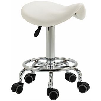 HOMCOM Saddle Stool Adjustable Rolling Salon Chair for Massage Spa