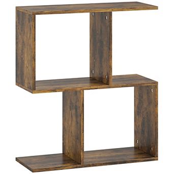 HOMCOM Wood-Grain Finish Side Table, S-Shaped End Table