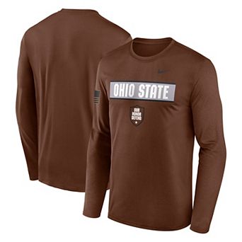Men's Nike Brown Ohio State Buckeyes 2026 Military Appreciation Dri-FIT Long Sleeve T-Shirt