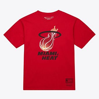 Unisex Mitchell & Ness Red Miami Heat Hardwood Classics Arch T-Shirt