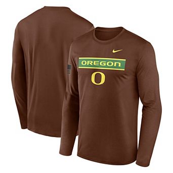 Men's Nike Brown Oregon Ducks 2026 Military Appreciation Dri-FIT Long Sleeve T-Shirt