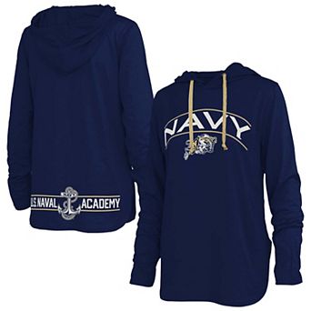 Women's Pressbox Navy Navy Midshipmen Allie Long Sleeve Hooded T-Shirt