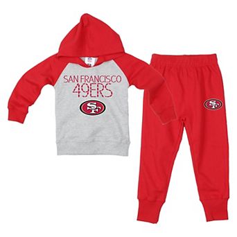 Toddler Wes & Willy Gray/Scarlet San Francisco 49ers Raglan Hoodie & Sweatpants Set