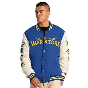 Men's Starter Royal Golden State Warriors Triple Crown Commemorative Full Snap Jacket