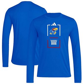 Men's adidas Royal Kansas Jayhawks On-Court Pregame Long Sleeve AEROREADY T-Shirt