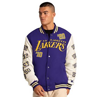 Men's Starter Purple Los Angeles Lakers Triple Crown Commemorative Full Snap Jacket