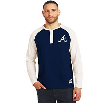 Men's Darius Rucker Collection by Fanatics Navy/White Atlanta Braves Henley Long Sleeve T-Shirt
