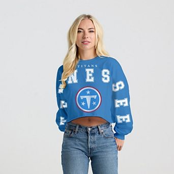 Women's Spirit Jersey Light Blue Tennessee Titans Cropped Long Sleeve T-Shirt