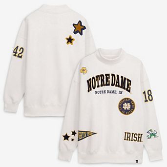 Women's Gameday Social White Notre Dame Fighting Irish Patch Mockneck Sweatshirt