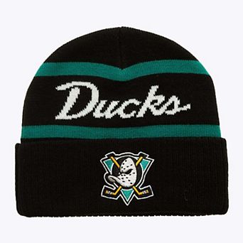 Men's Mitchell & Ness Black Anaheim Ducks Head Coach Cuffed Knit Hat