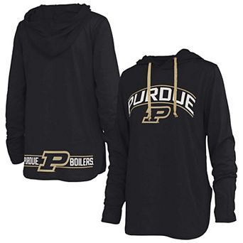 Women's Pressbox Black Purdue Boilermakers Allie Long Sleeve Hooded T-Shirt