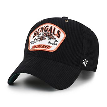 Men's '47 Black Cincinnati Bengals Throwback Accordia Corduroy MVP Adjustable Hat