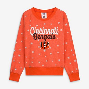 Girls Youth Wes & Willy Orange Cincinnati Bengals Shimmer Star Sweatshirt