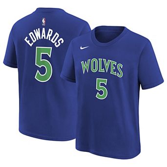 Youth Nike Anthony Edwards Blue Minnesota Timberwolves Icon Edition Name & Number T-Shirt